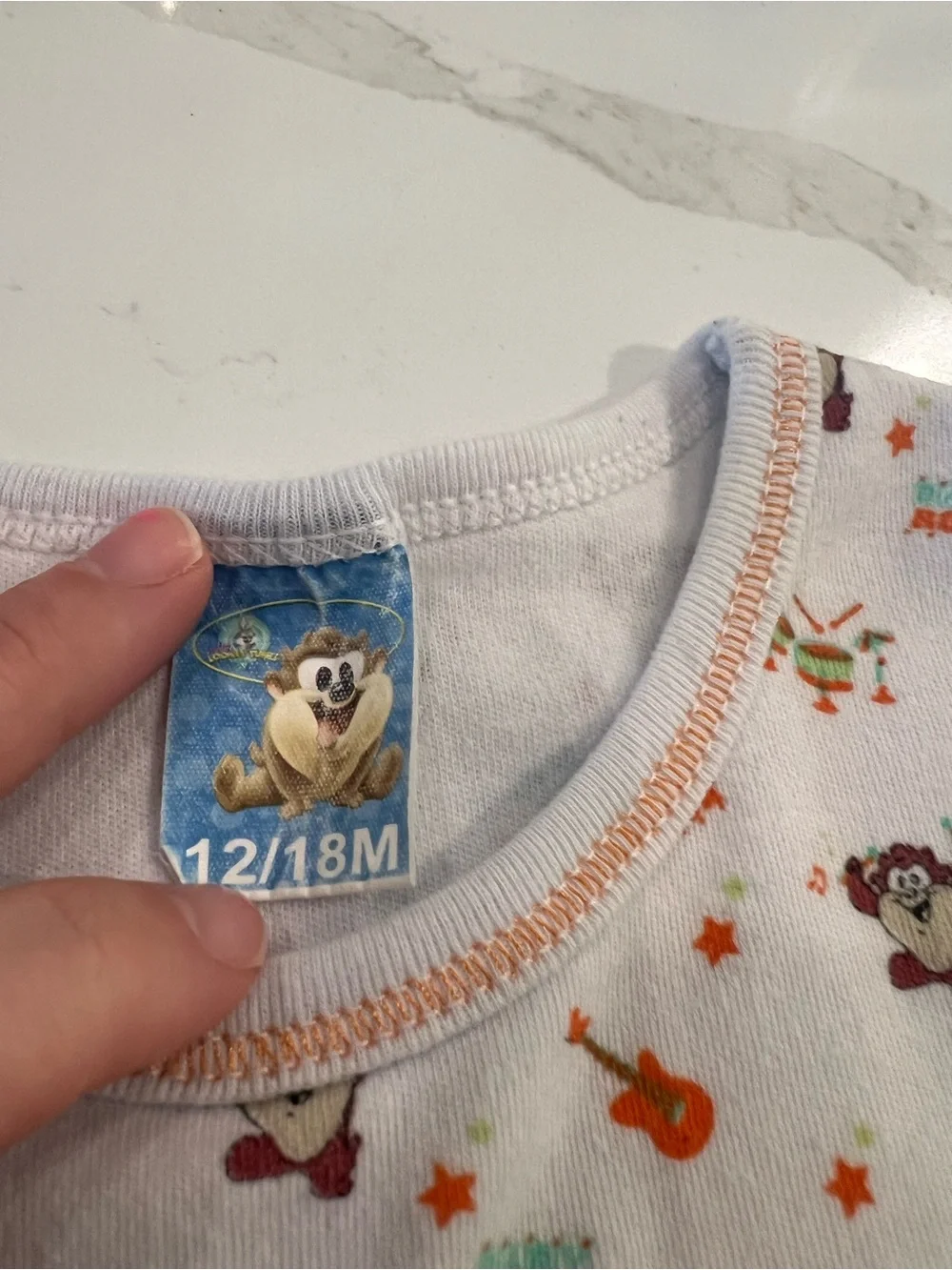 Looney Tunes Taz Kids Tank Top — White with Orange and Burgundy Print